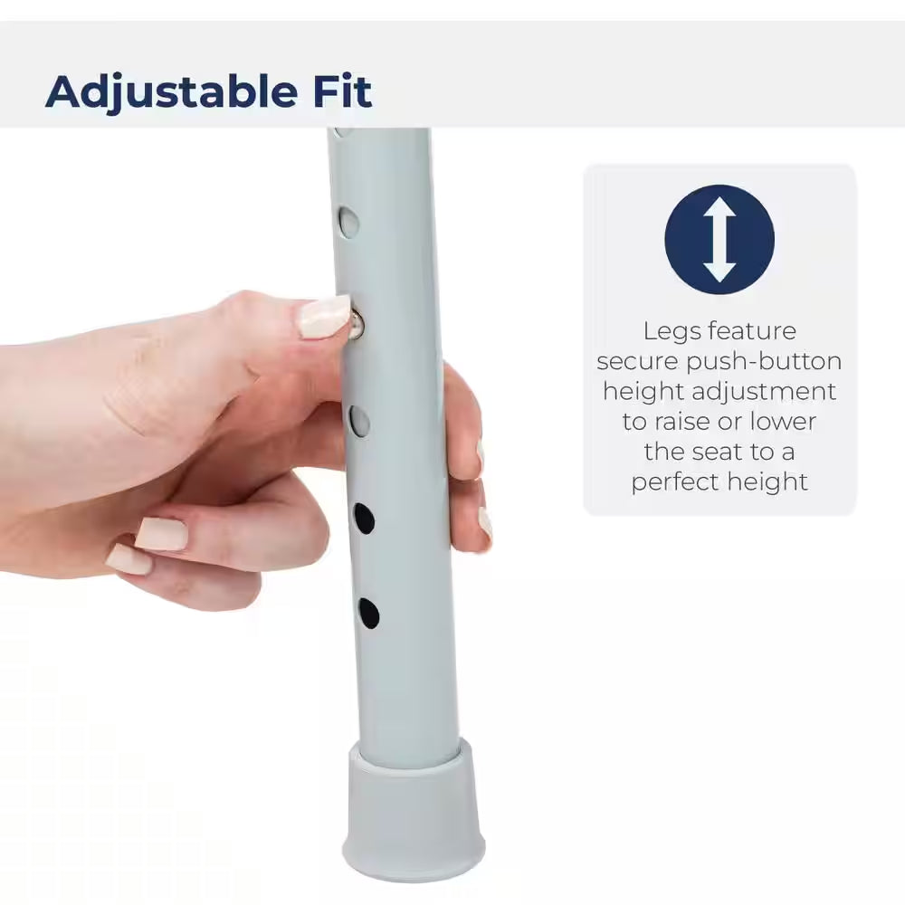 22.2 In. X 22.5 In. Folding Steel Bedside Commode Chair Portable Toilet Seat Supports Bariatric Individuals in Gray