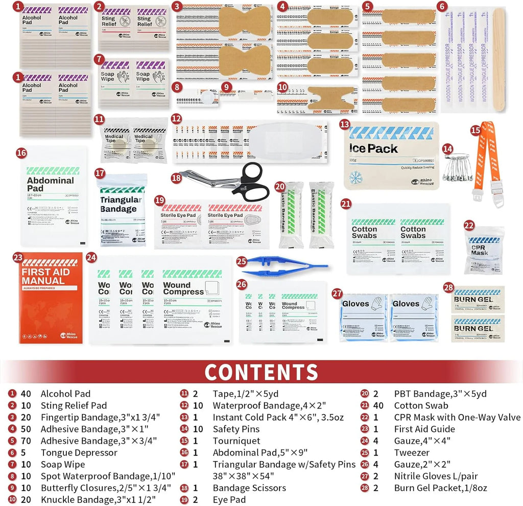 350 Pieces All-Purpose First Aid Kit, Home & Office Professional Medical Supplies, Ideal for Emergency, School, Business