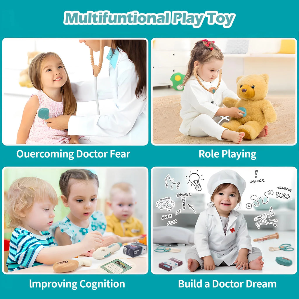 28PCS Doctor Kit for Kids, Pretend Medical Station Toy Set for Girls Boys, Mobile Cart Doctor Role Play Toys for Toddler Gift Age 3+