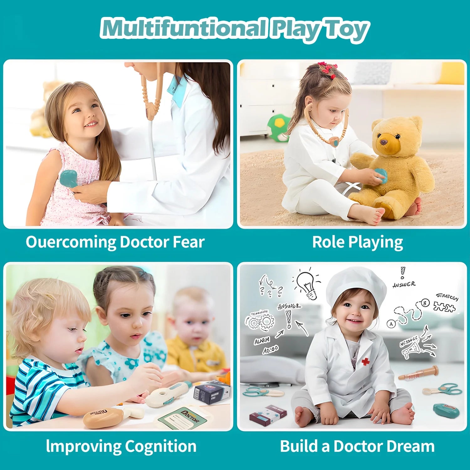 28PCS Doctor Kit for Kids, Pretend Medical Station Toy Set for Girls Boys, Mobile Cart Doctor Role Play Toys for Toddler Gift Age 3+