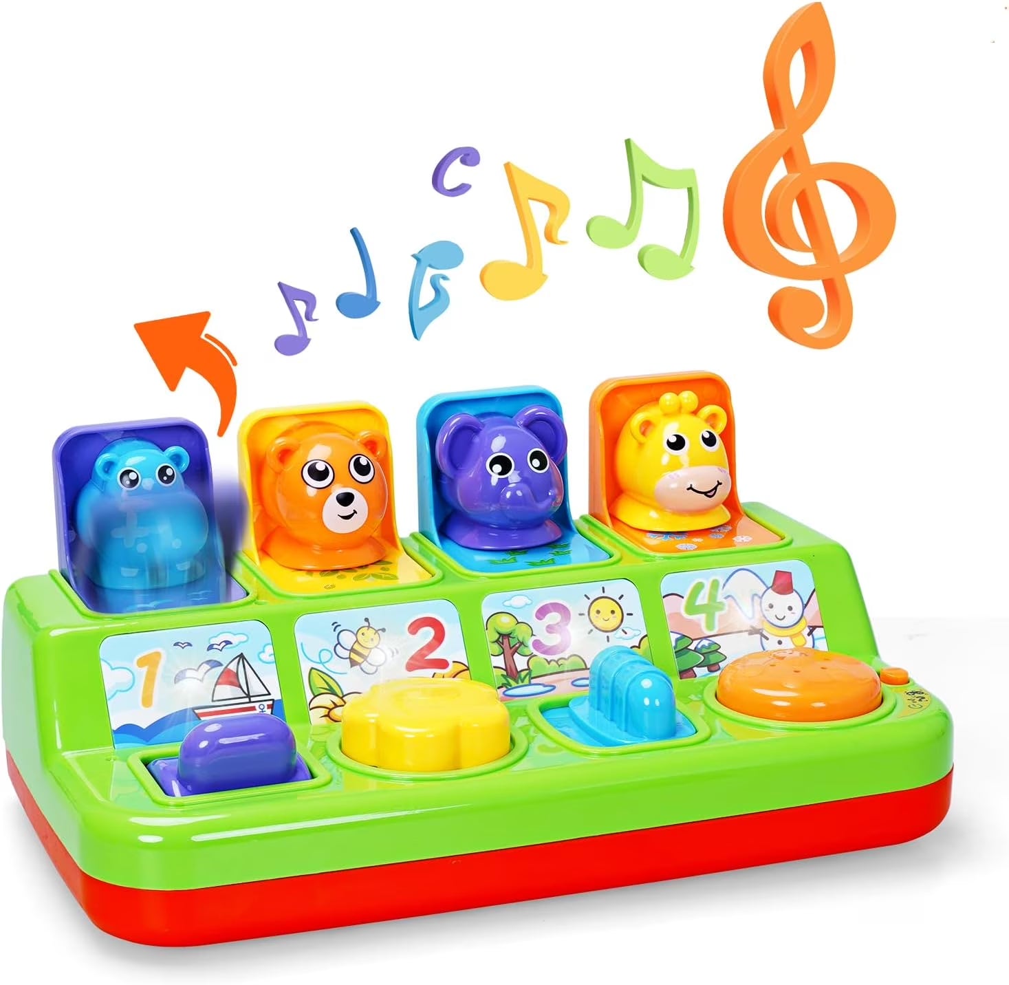 Baby Pop up Toy with Light and Music, Montessori Cause and Effect Toy for Infant Baby Toddler 12-18 Months First 1St Birthday Gifts for Girls Boys