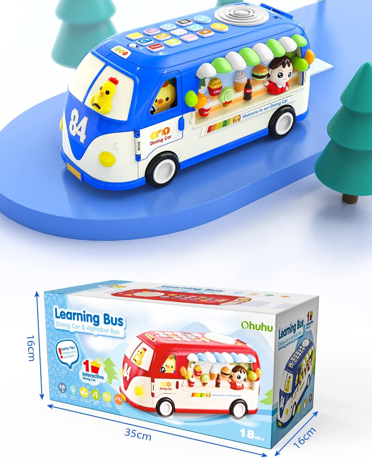 Learning & Educational Toys, Multifunctional Musical Activity Toy Play & Learn Baby Toys, Music Bus with Letters, Vocabulary, Numbers, Phonic Sounds for Baby Infant Toddlers Boys Girls