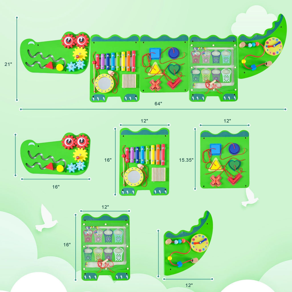 Crocodile Sensory Toys Activity Wall Panels, Educational Montessori Busy Boar...