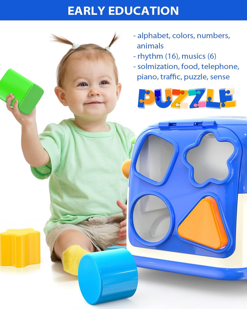 Learning & Educational Toys, Multifunctional Musical Activity Toy Play & Learn Baby Toys, Music Bus with Letters, Vocabulary, Numbers, Phonic Sounds for Baby Infant Toddlers Boys Girls