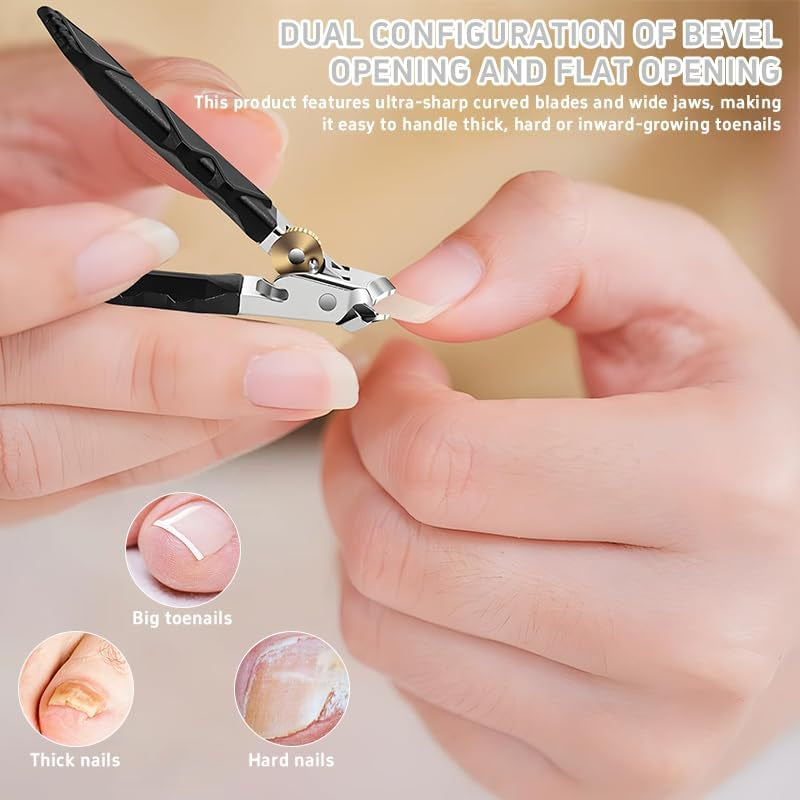 Medical Grade Orthoclip Toenail Clippers Set - Wide Jaw & Angled Tip Clippers Fo