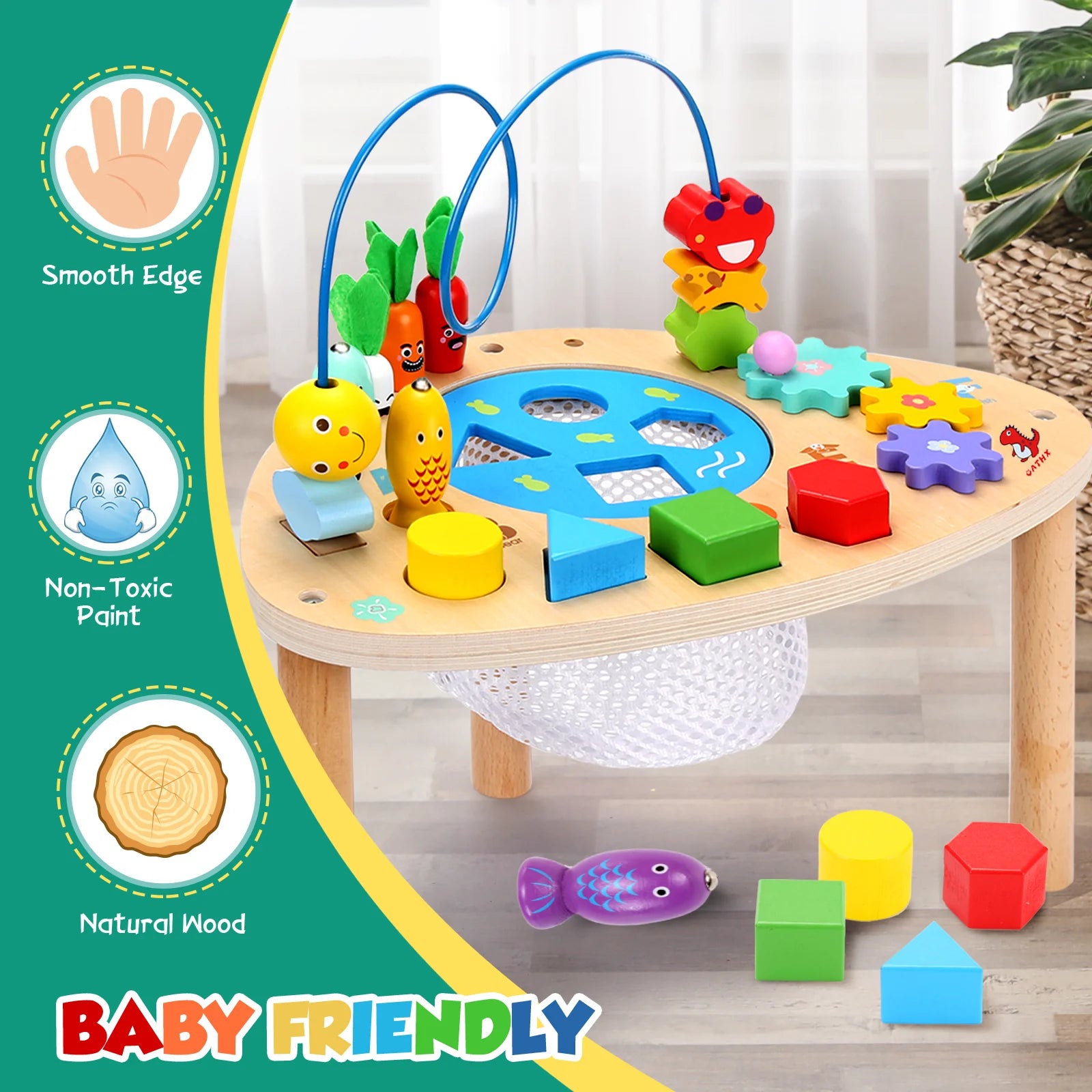 Baby Activity Table Toys Bead Mazes Board Wood Montessori Education Learn Child Birthday Gifts