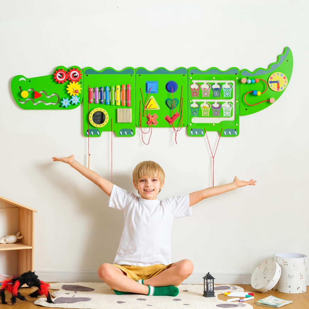 Crocodile Sensory Toys Activity Wall Panels, Educational Montessori Busy Boar...