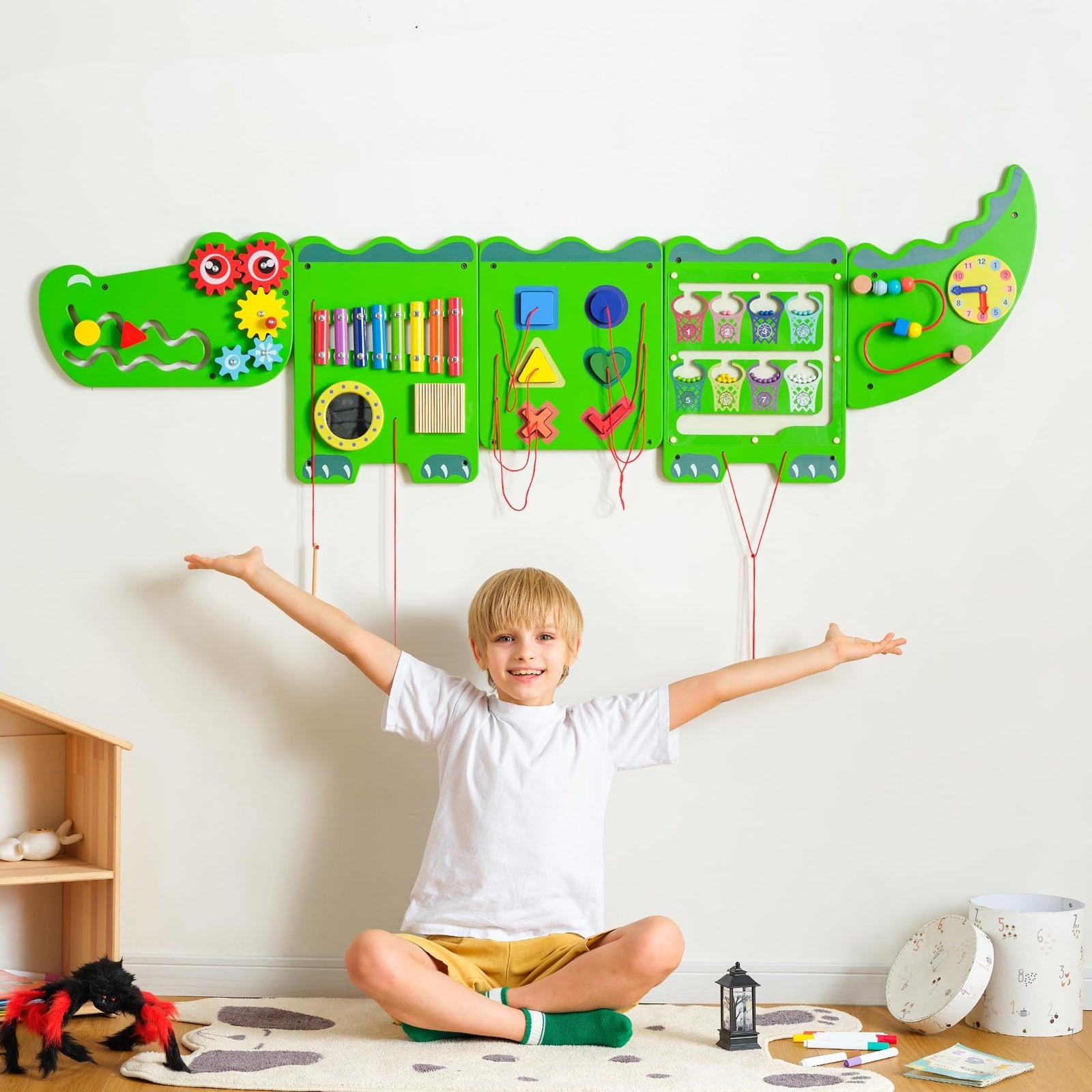 Crocodile Sensory Toys Activity Wall Panels, Educational Montessori Busy Boar...