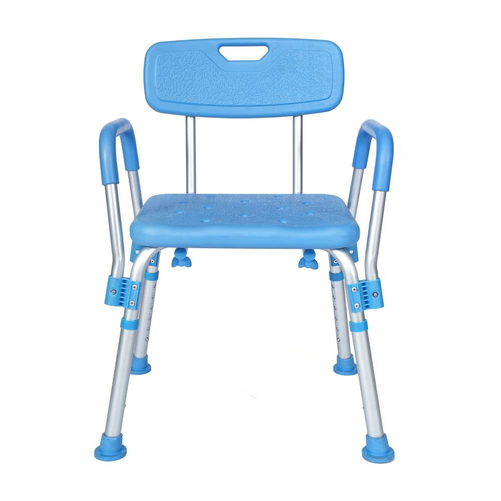 Hercules 22 In. W Adjustable Height Plastic Bath and Shower Bench with Height-Adjust Frame, Depth-Adjust Back in Blue