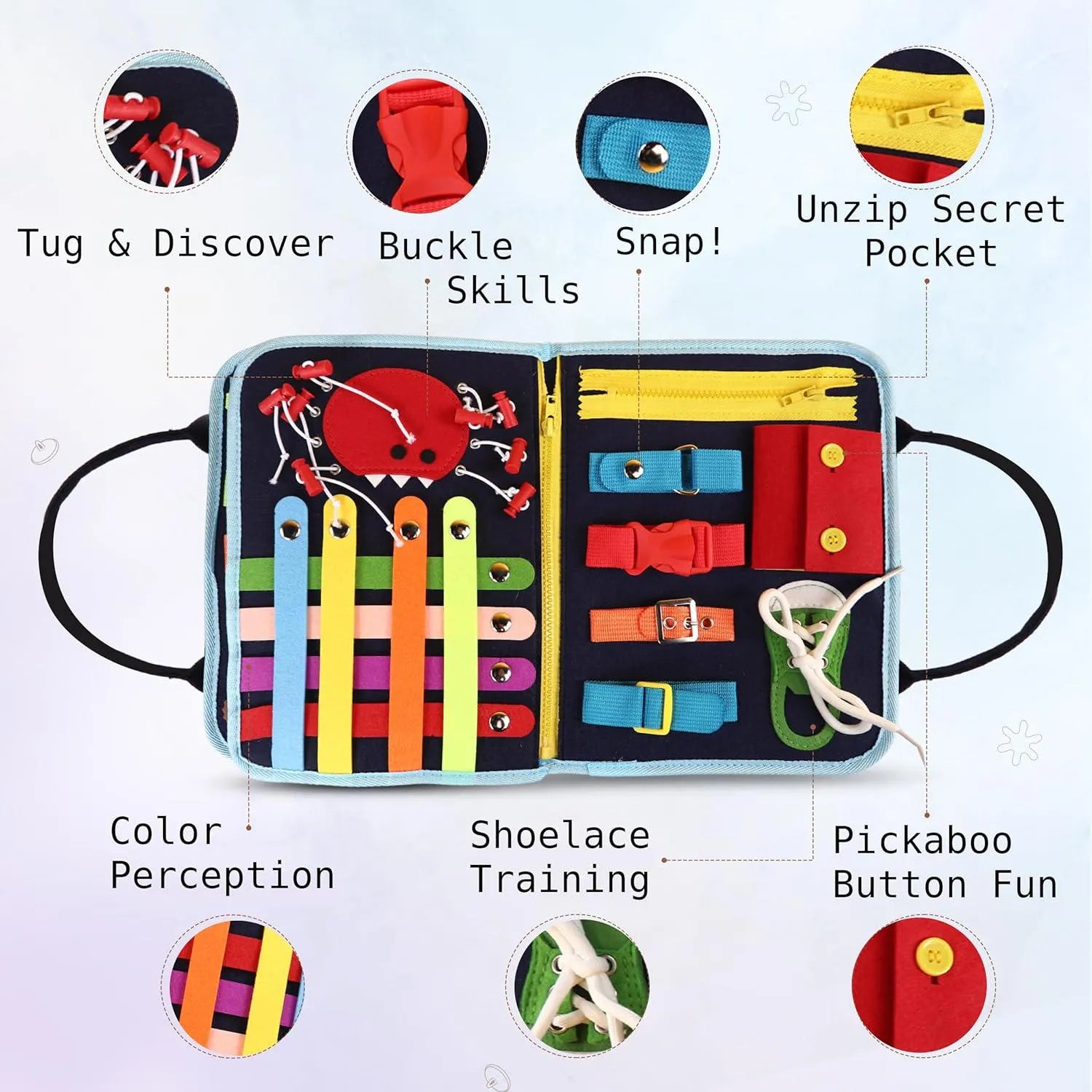 Felt Montessori Busy Board: Fine Motor Skill Sensory Toy