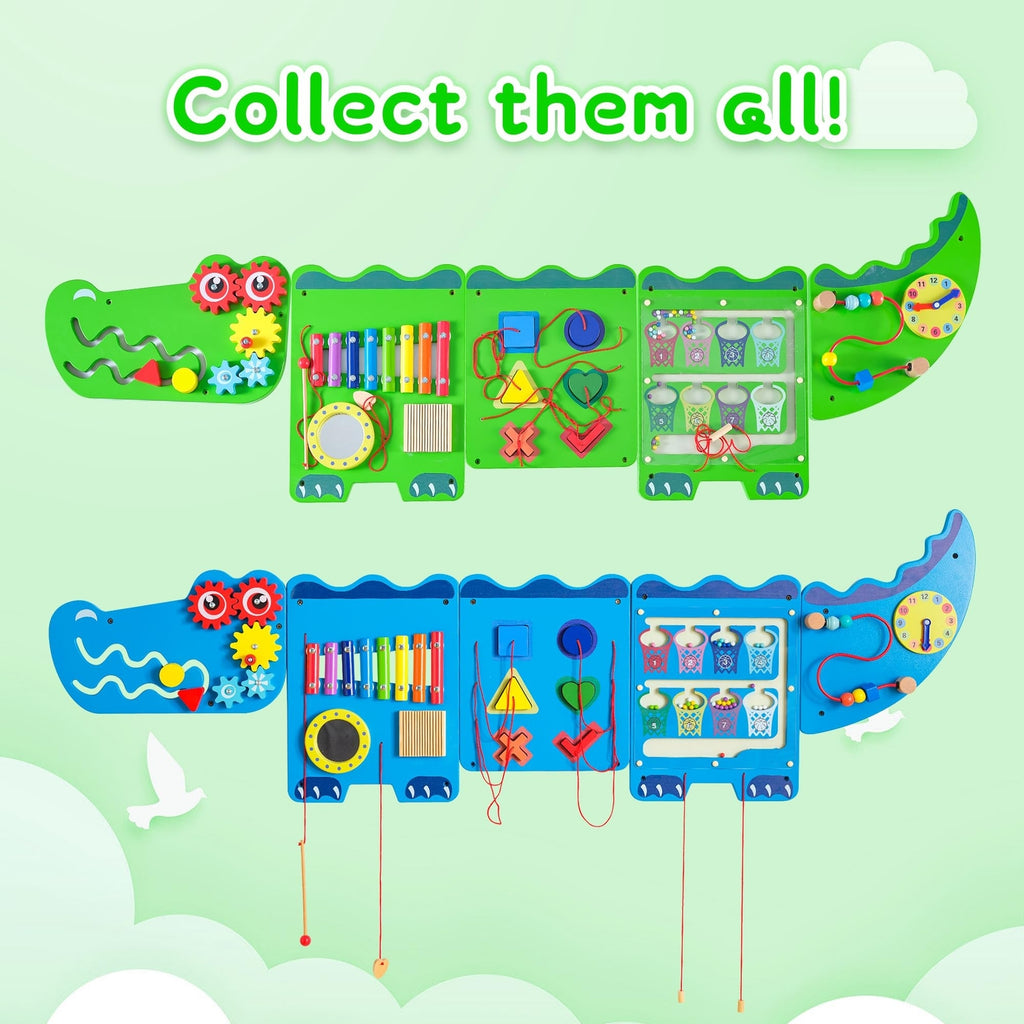 Crocodile Sensory Toys Activity Wall Panels, Educational Montessori Busy Boar...