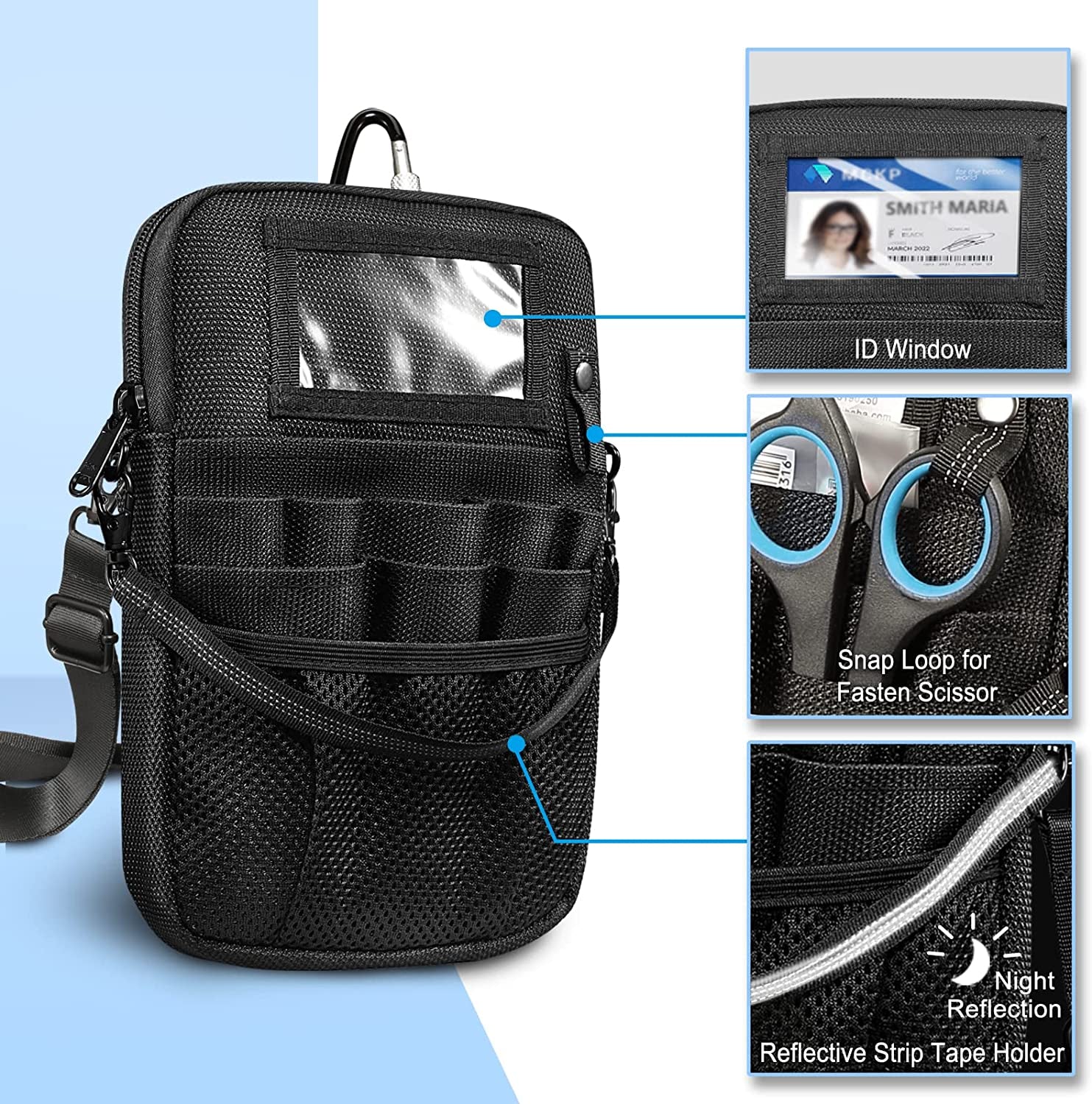 Nurse Fanny Pack with Tape Holder,  Multi Compartment Medical Gear Pocket Belt Bag Nursing Organizer Pouch | Utility Waist Pack for Stethoscopes, Bandage Scissors Other Medical Supplies, Black