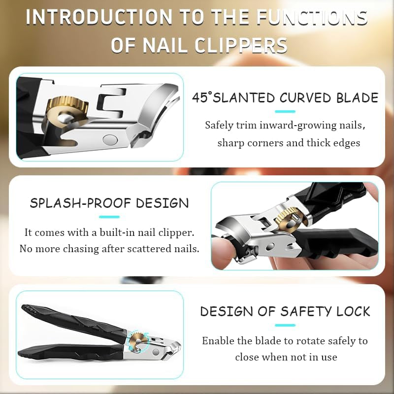 Medical Grade Orthoclip Toenail Clippers Set - Wide Jaw & Angled Tip Clippers Fo