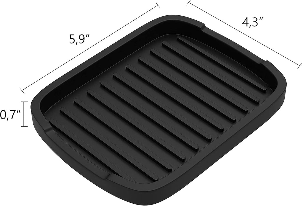Silicone Sponge Holder -Soap Tray - 5.9" X 4.33" Set -2Pcs (Black)