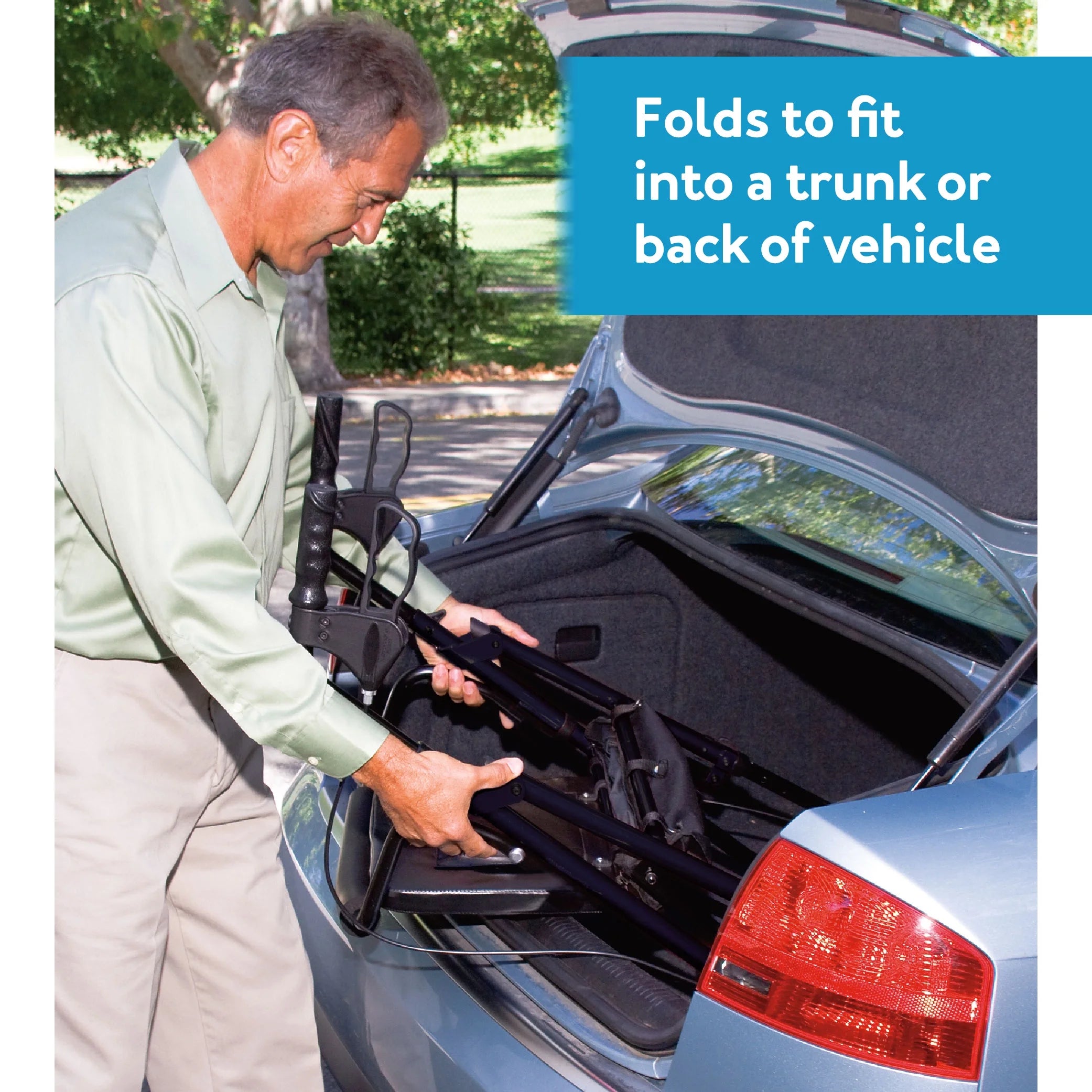 Steel Rollator Transport Walker with Padded Seat, 6" Wheels & Storage Pouch, 350 Lb Capacity