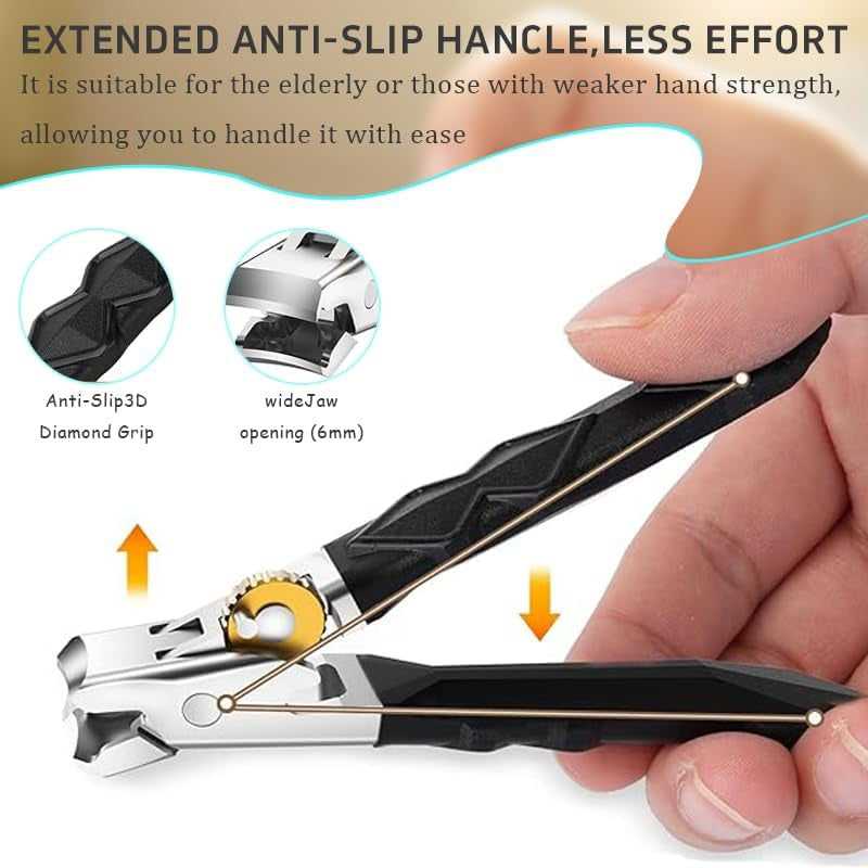 Medical Grade Orthoclip Toenail Clippers Set - Wide Jaw & Angled Tip Clippers Fo