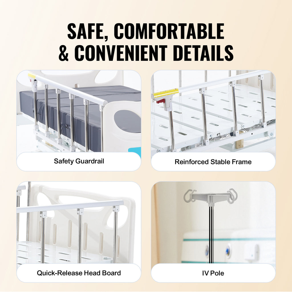 Premium 3 Function Full Electric Hospital Bed ICU Medical Bed 440LBS Loads