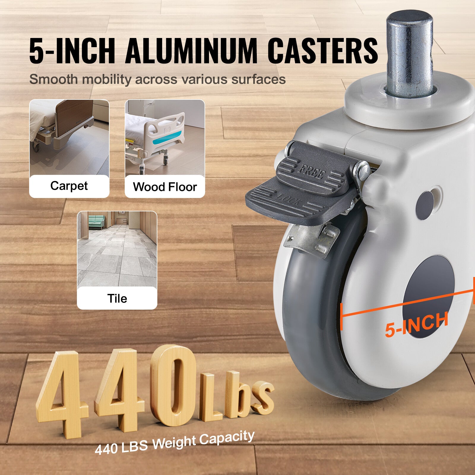 Premium 3 Function Full Electric Hospital Bed ICU Medical Bed 440LBS Loads