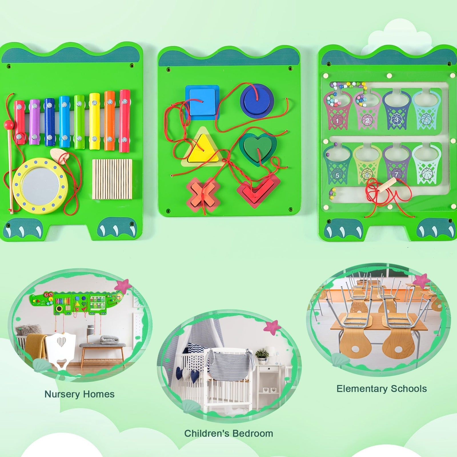 Crocodile Sensory Toys Activity Wall Panels, Educational Montessori Busy Boar...