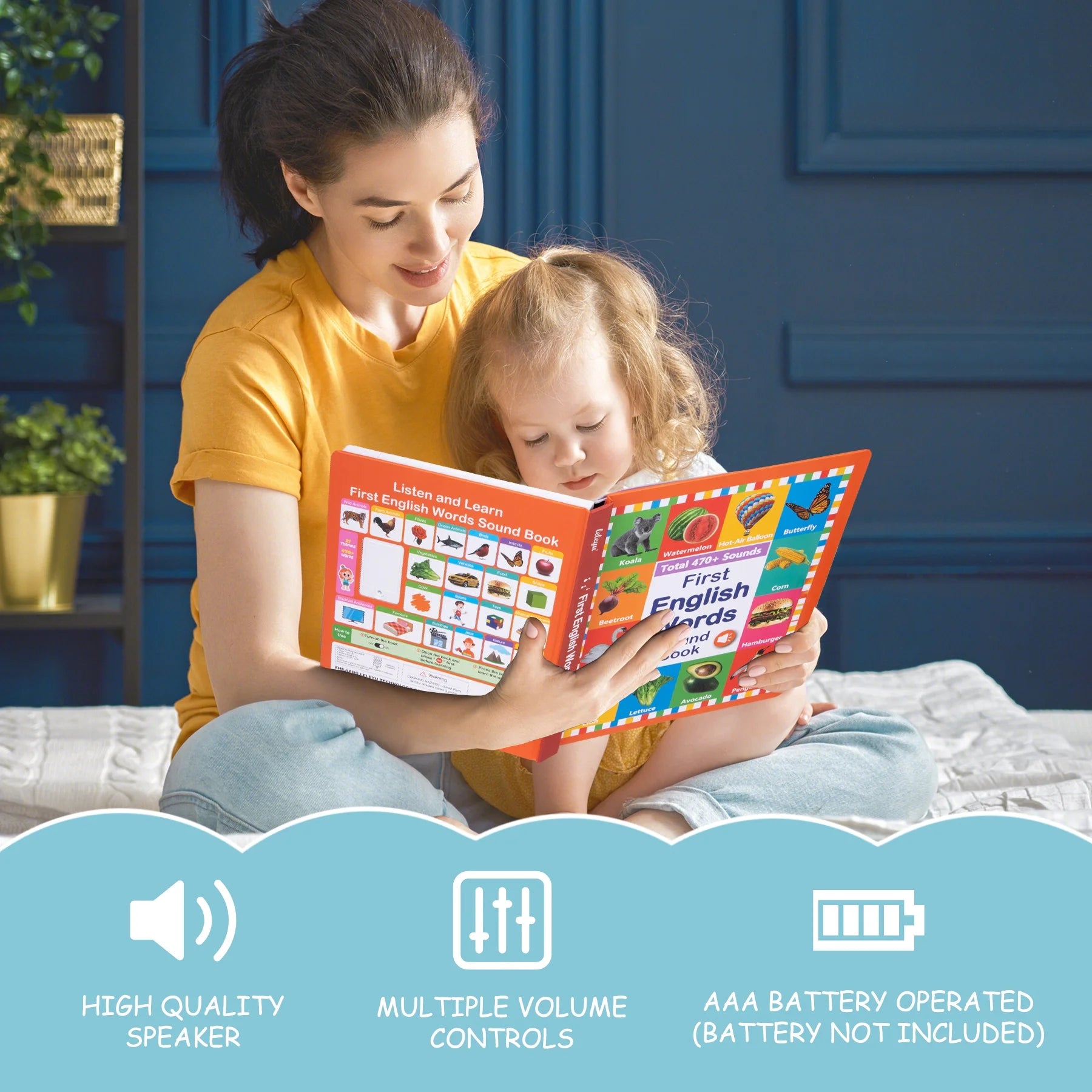 15 in 1 Talking Sound Books, 470+ Words Learning & Education Kids Toys, Interactive Electronic Audio Books for Toddlers Age 3-6 Years Old Gifts