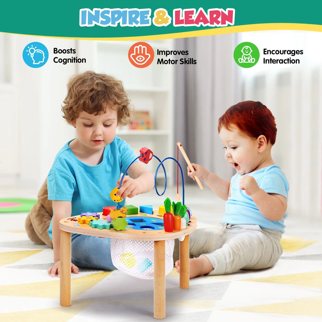Baby Activity Table Toys Bead Mazes Board Wood Montessori Education Learn Child Birthday Gifts