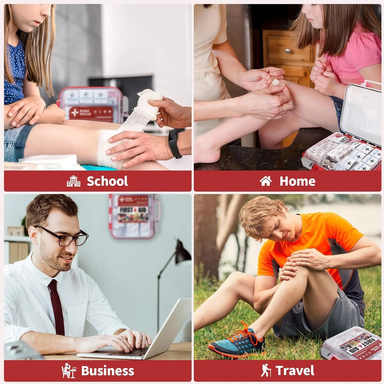 350 Pieces All-Purpose First Aid Kit, Home & Office Professional Medical Supplies, Ideal for Emergency, School, Business