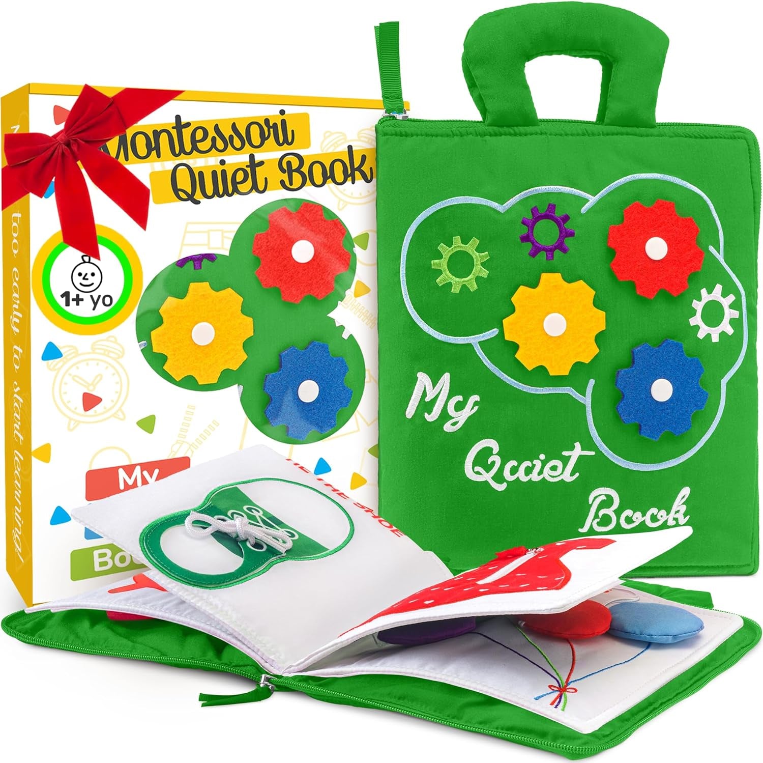 Montessori Busy Book Toddler Travel Toys 1-3, Activity Quiet Book Airplane Travel Toys for Toddlers 1-3, Busy Board with Car and Plane Activities, Boys & Girls