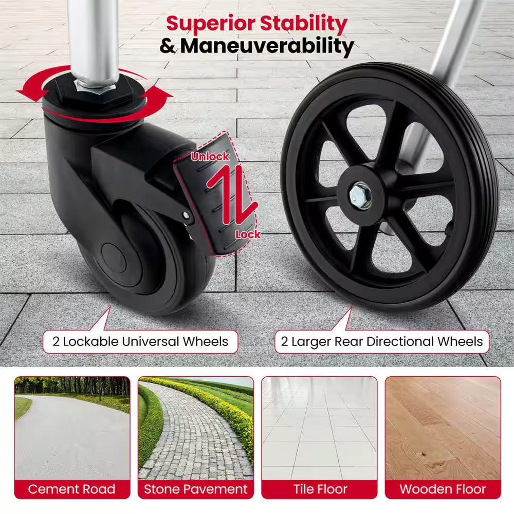 30 In. X 21.5 In. 4-In-1 Bedside Commode Chair Toilet Seat with Brakes, Bucket Footrest Padded Seat & Backrest