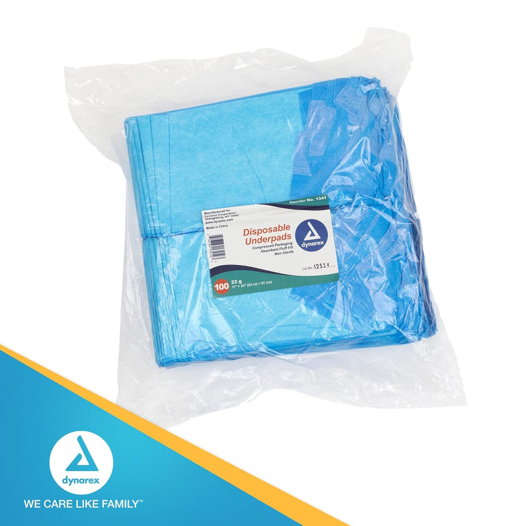 Dynarex 1341 Disposable Underpad, Medical-Grade Incontinence Bed Pad to Protect