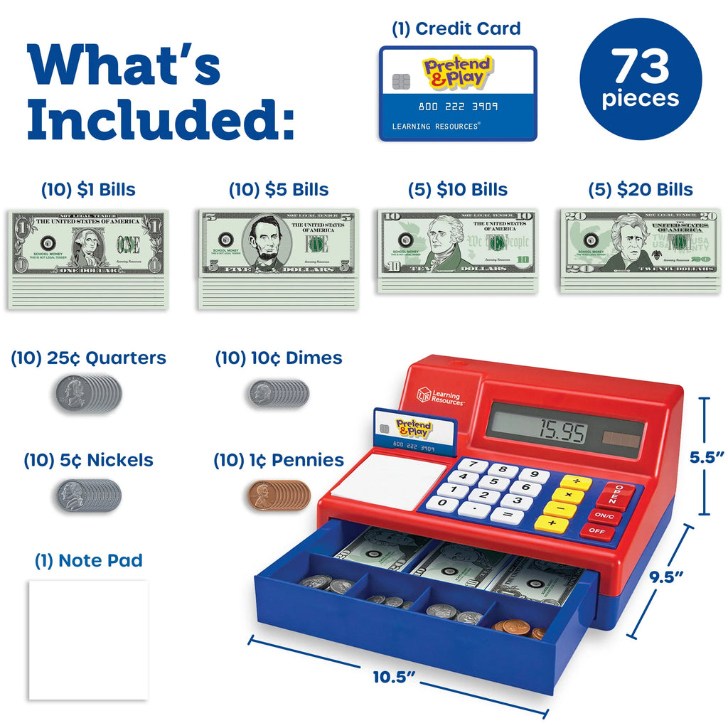 Pretend & Play Calculator Cash Register, Gift for Kids, Ages 3 +