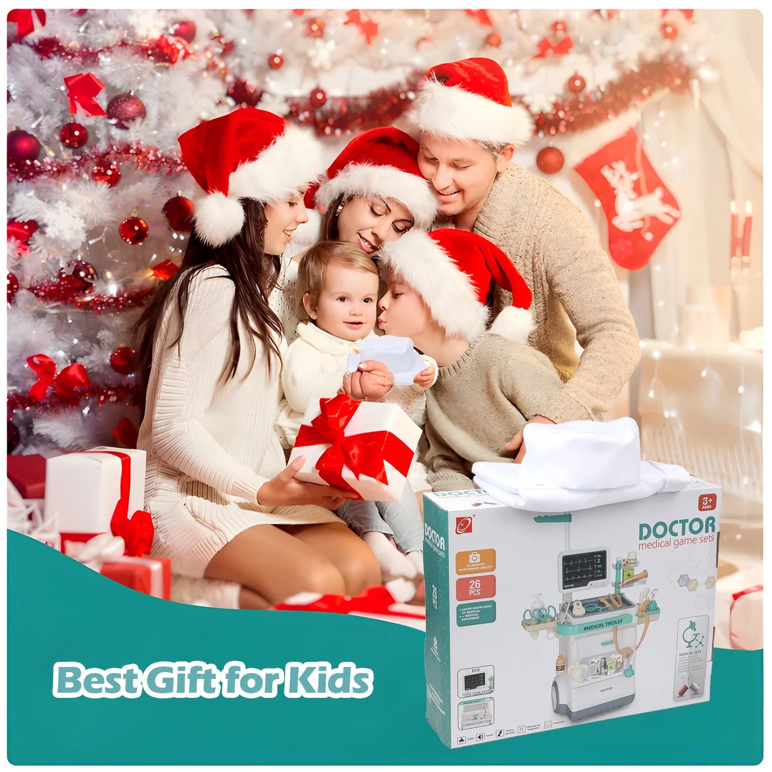 28PCS Doctor Kit for Kids, Pretend Medical Station Toy Set for Girls Boys, Mobile Cart Doctor Role Play Toys for Toddler Gift Age 3+