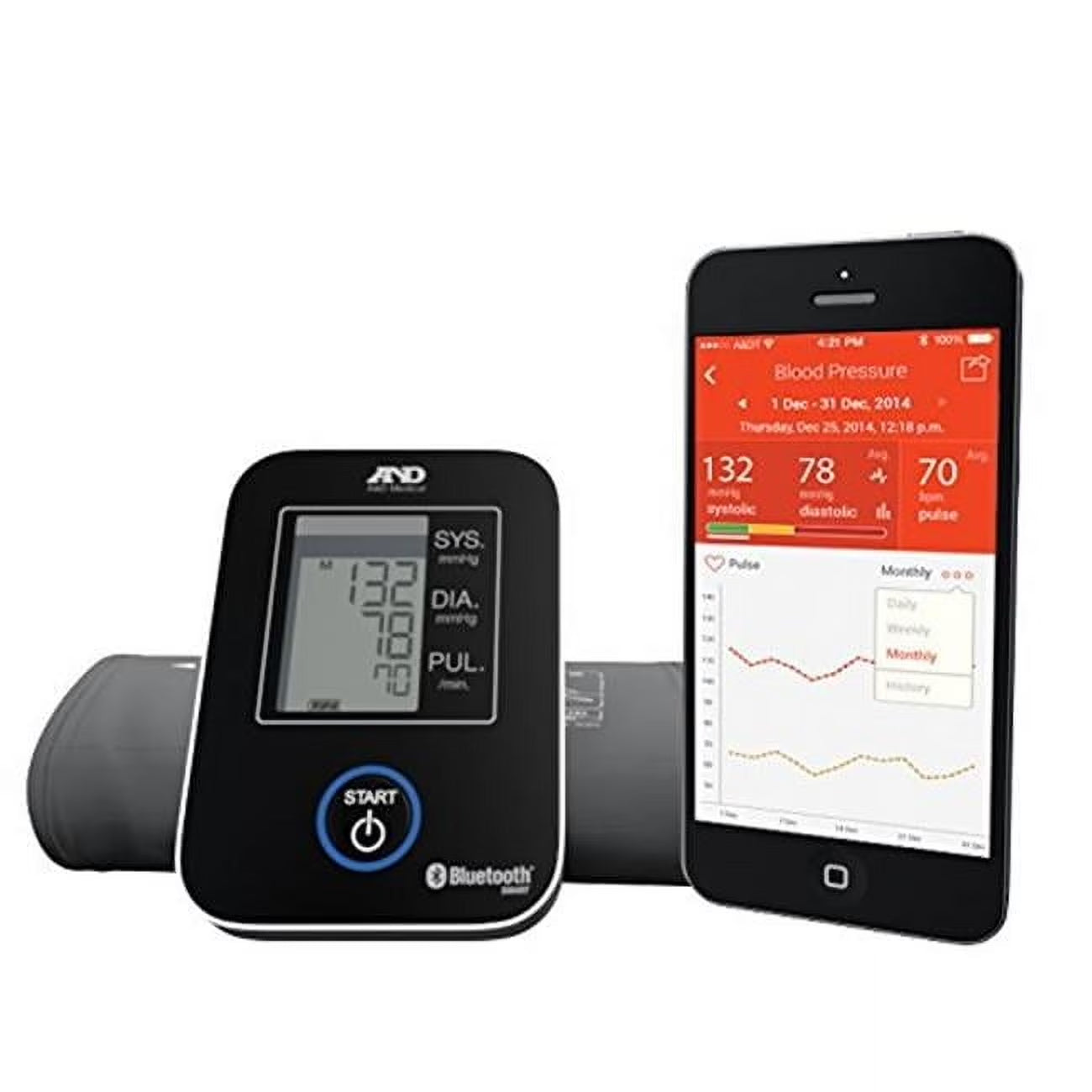 UA651BLE Medical Deluxe Connected Blood Pressure Monitor - Black