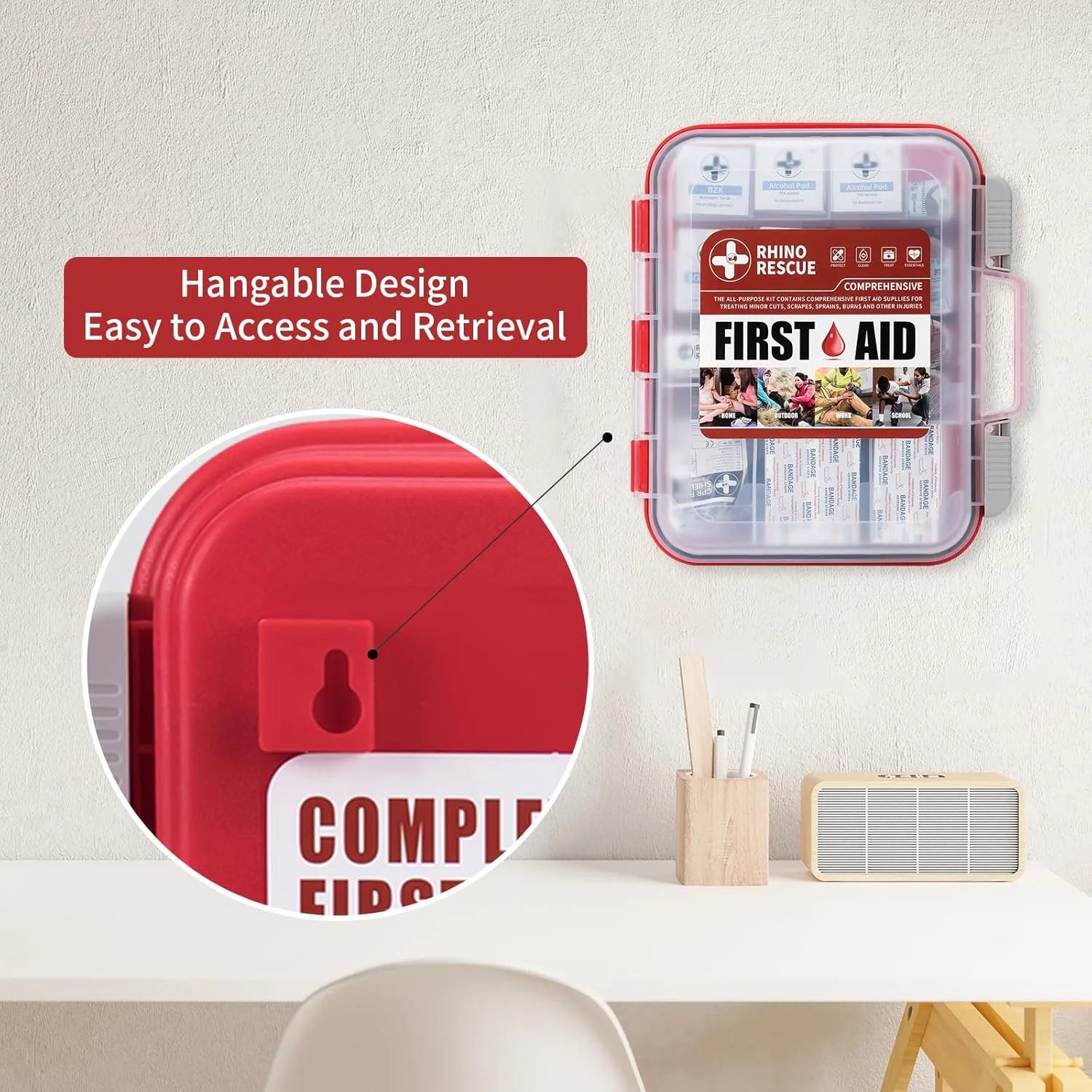 350 Pieces All-Purpose First Aid Kit, Home & Office Professional Medical Supplies, Ideal for Emergency, School, Business