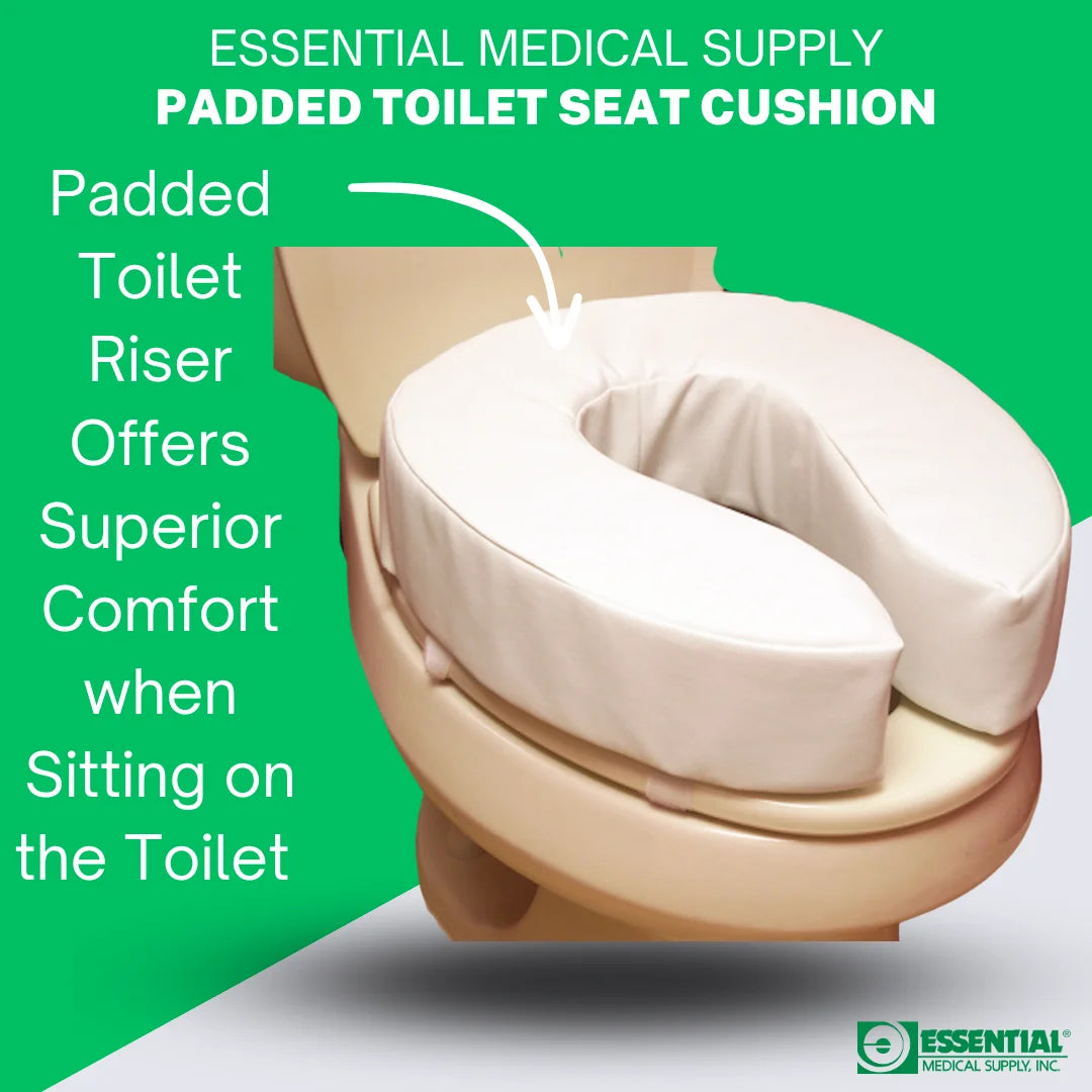 Foam Padded Toilet Seat Riser with Attachment and Washable Cover, 2"