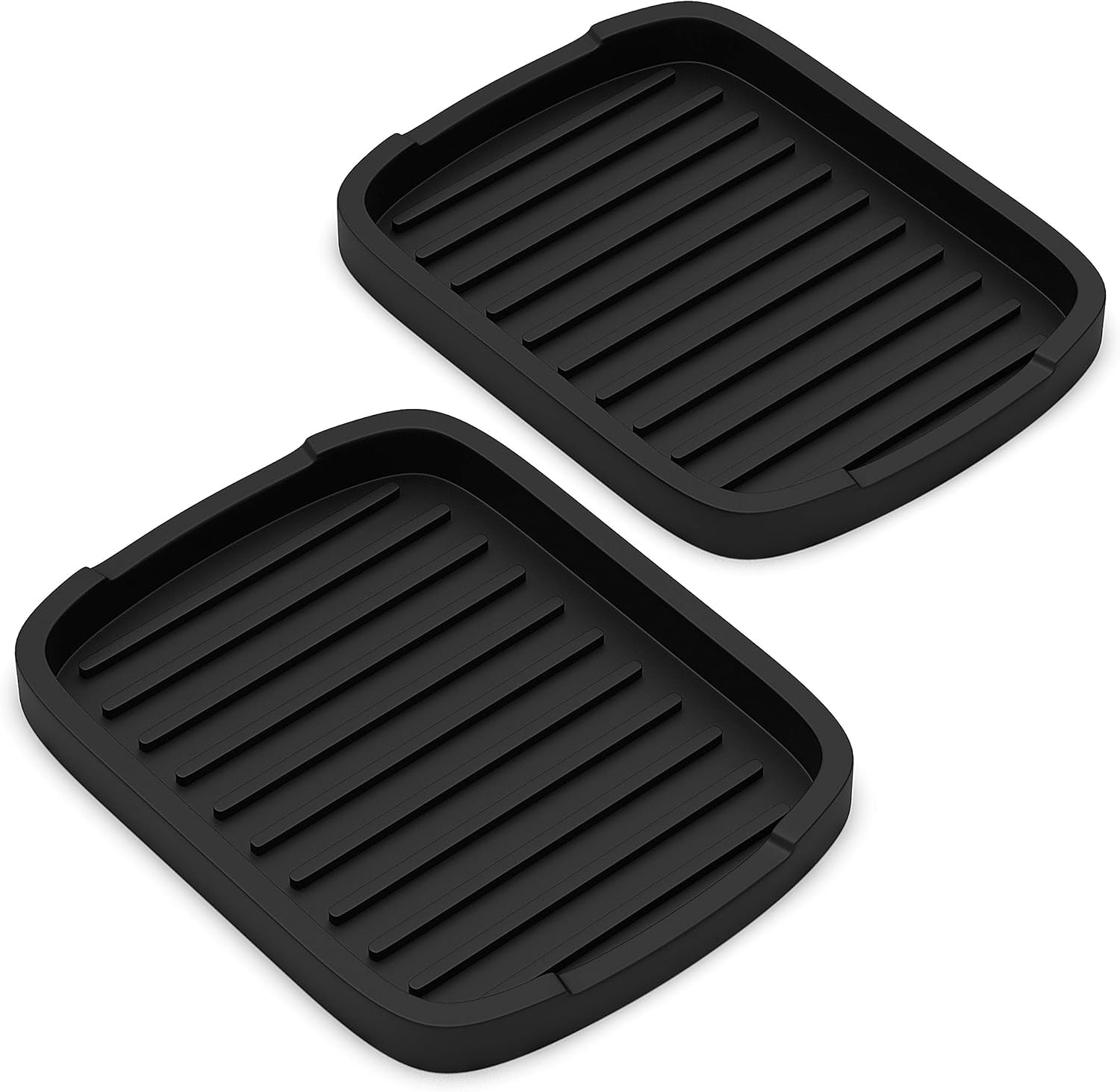 Silicone Sponge Holder -Soap Tray - 5.9" X 4.33" Set -2Pcs (Black)