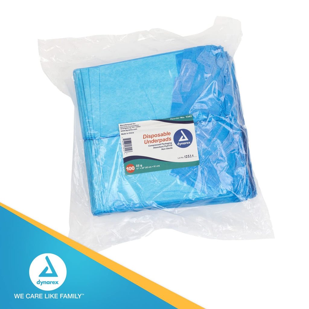 Dynarex Disposable Underpad, 17 X 24 Inches, 100 Count