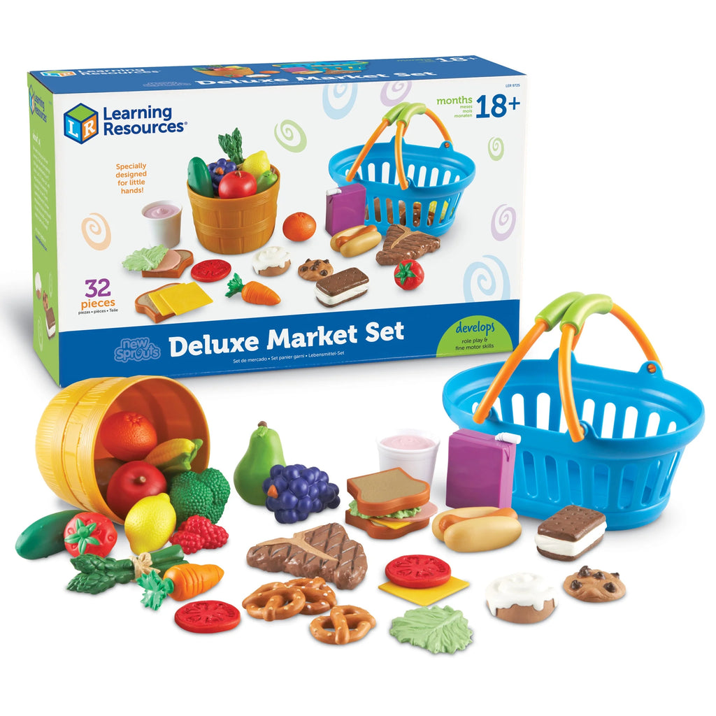 New Sprouts Deluxe Market Set, Play Food, Girls and Boys, Ages 18Mos+