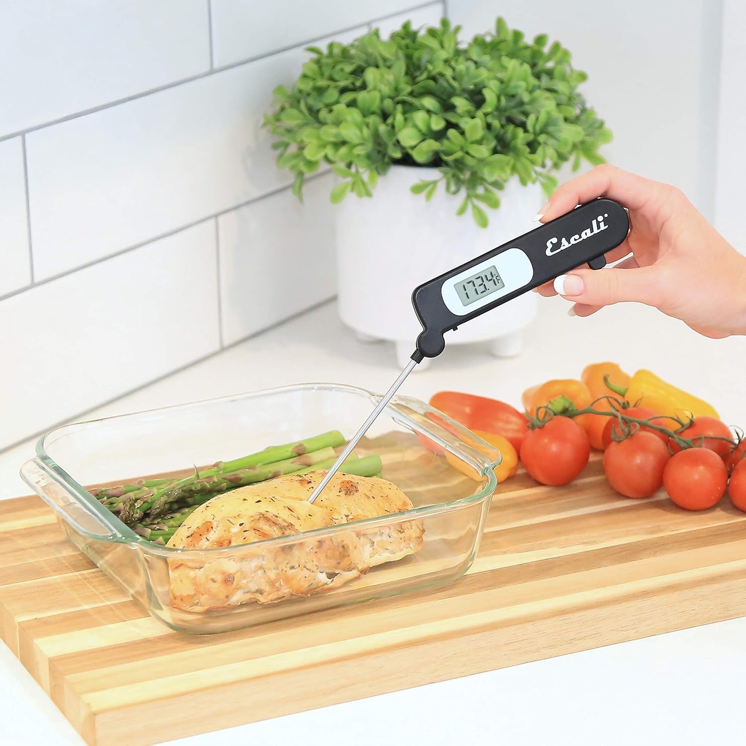 DH3 Folding Digital Kitchen Thermometer, Stainless Steel Folding Probe Black, Universal