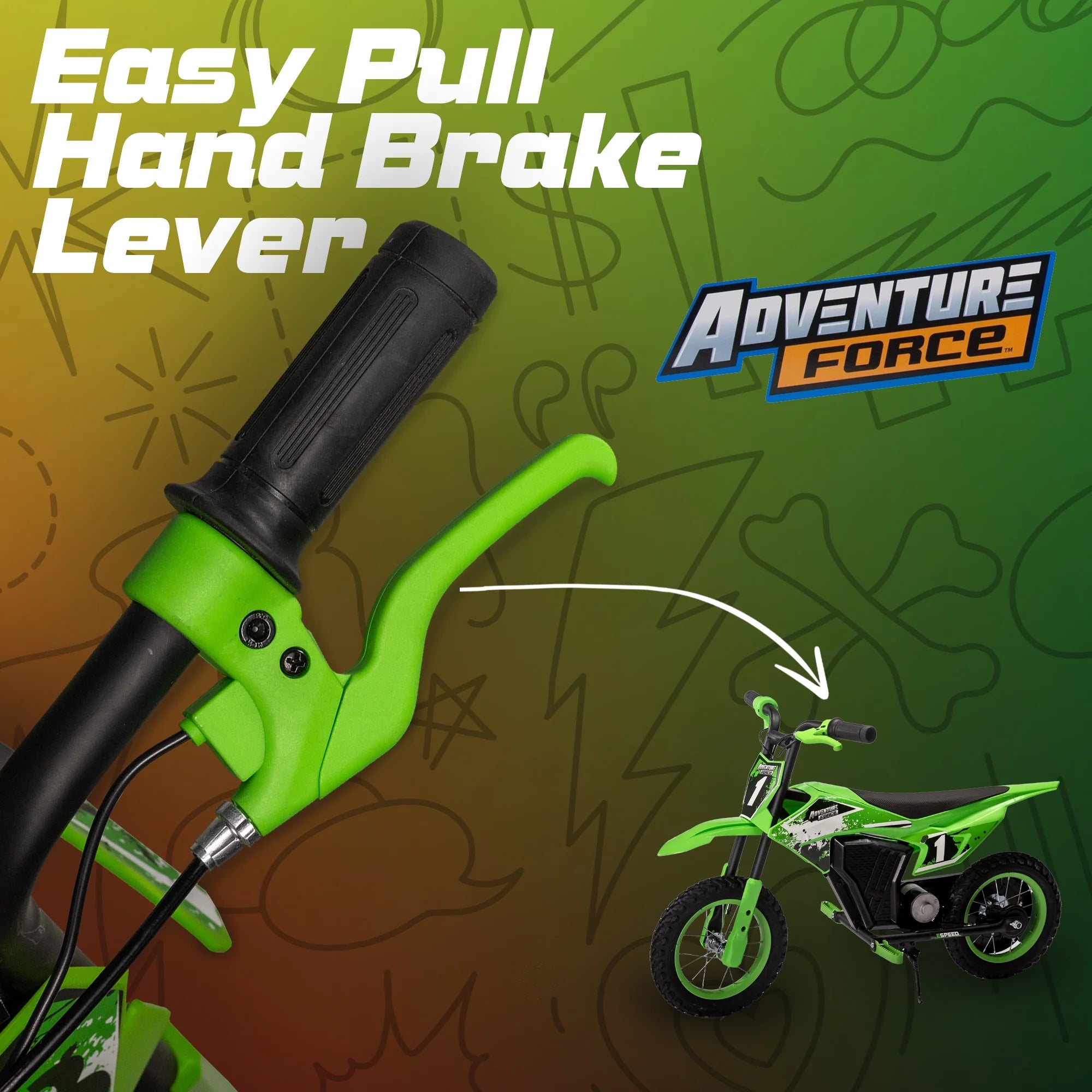 12V Electric Dirt Bike, Kids Battery Powered Ride On, Ages 5 Years and Up, Green