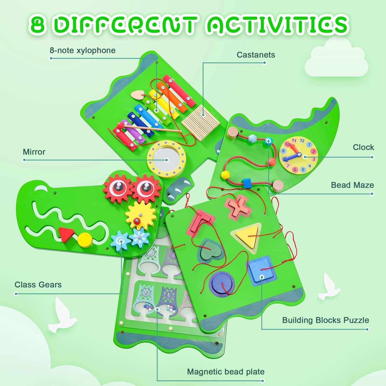 Crocodile Sensory Toys Activity Wall Panels, Educational Montessori Busy Boar...