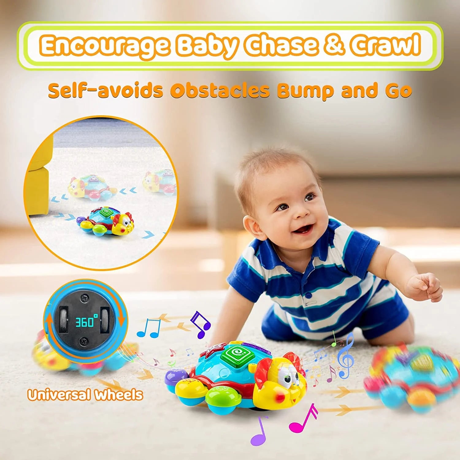 Baby Toys 12 to 18 Months Einstein Musical Toy, Infant Crawling Walking Toy for 12-24 Months, Bilingual Toys Spanish English Learning Educational Montessori Toys for 1 Year Old Girl Boy