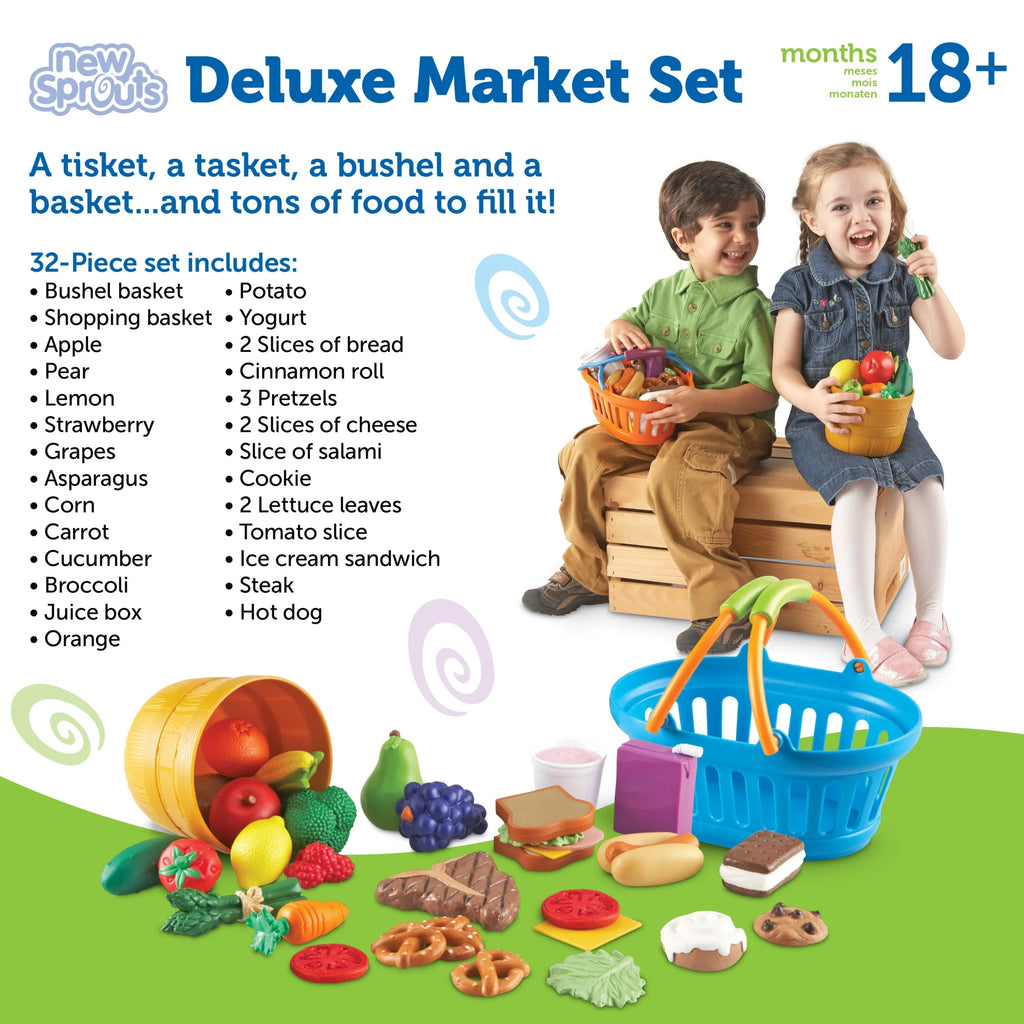 New Sprouts Deluxe Market Set, Play Food, Girls and Boys, Ages 18Mos+