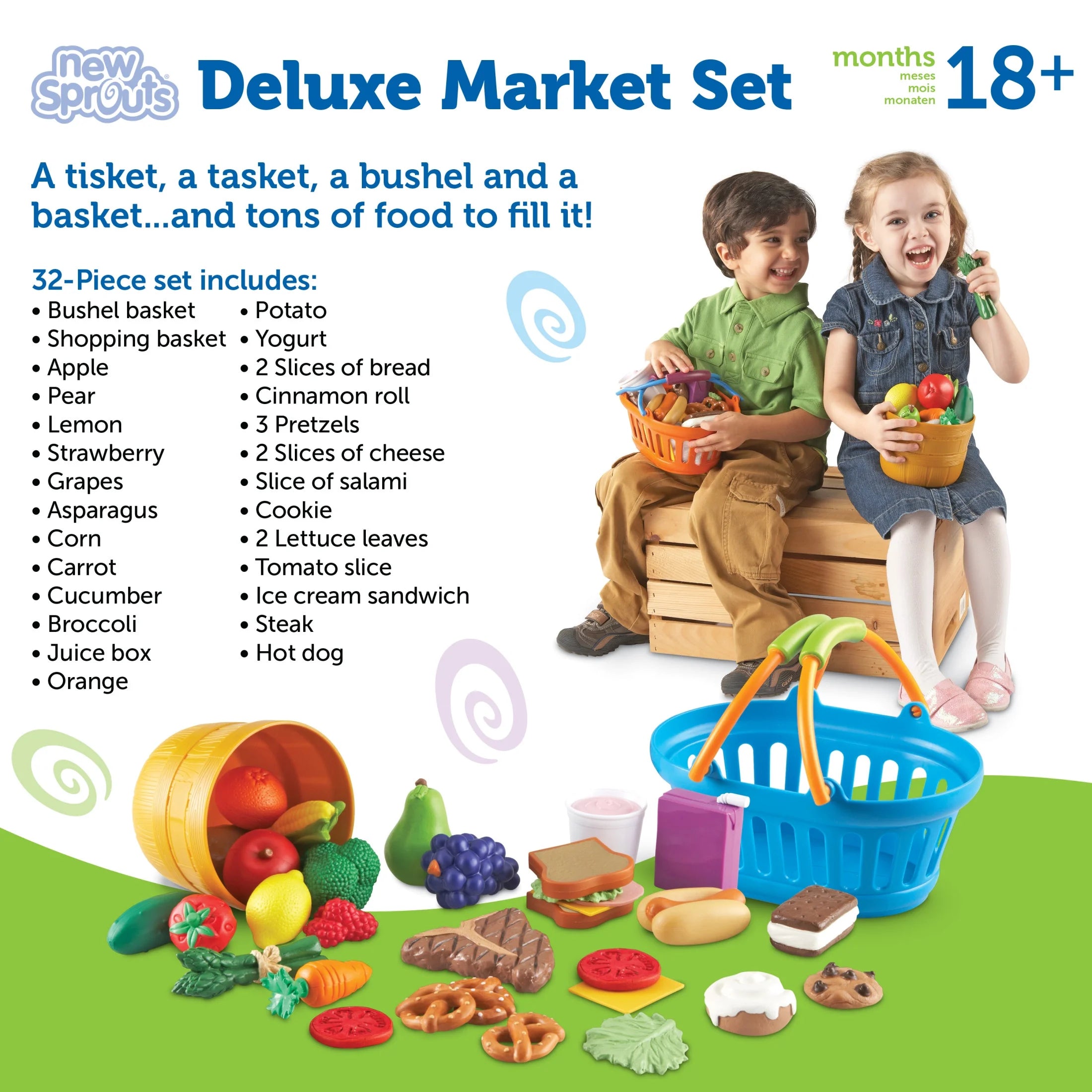 New Sprouts Deluxe Market Set, Play Food, Girls and Boys, Ages 18Mos+