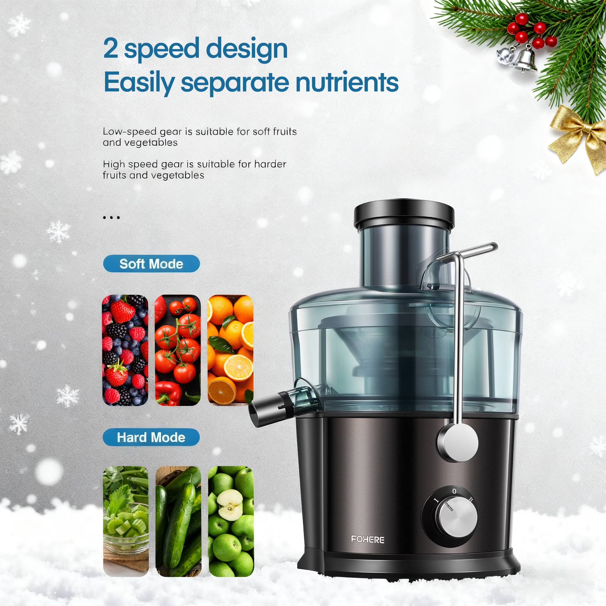 Juicer Machines , Max 1200W Centrifugal Juicer Extractor with 3-Inch Wide Feed Chute & Anti-Drip for Fruit and Vegetable, Stainless Steel, 800W