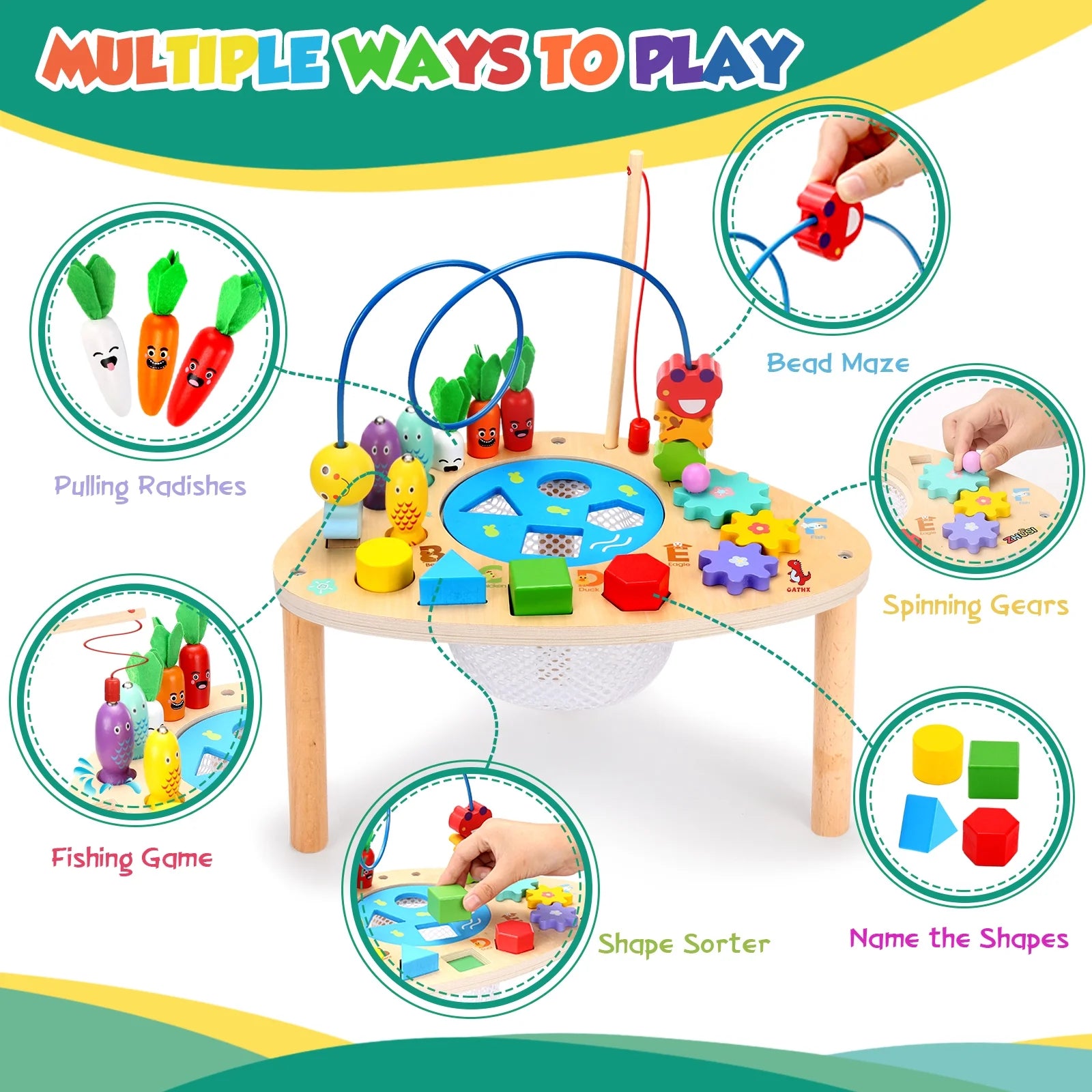 Baby Activity Table Toys Bead Mazes Board Wood Montessori Education Learn Child Birthday Gifts
