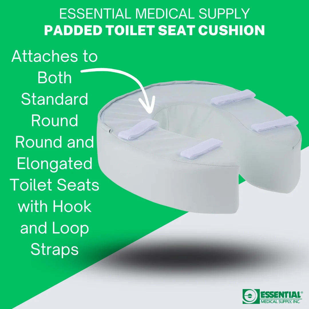 Foam Padded Toilet Seat Riser with Attachment and Washable Cover, 2"