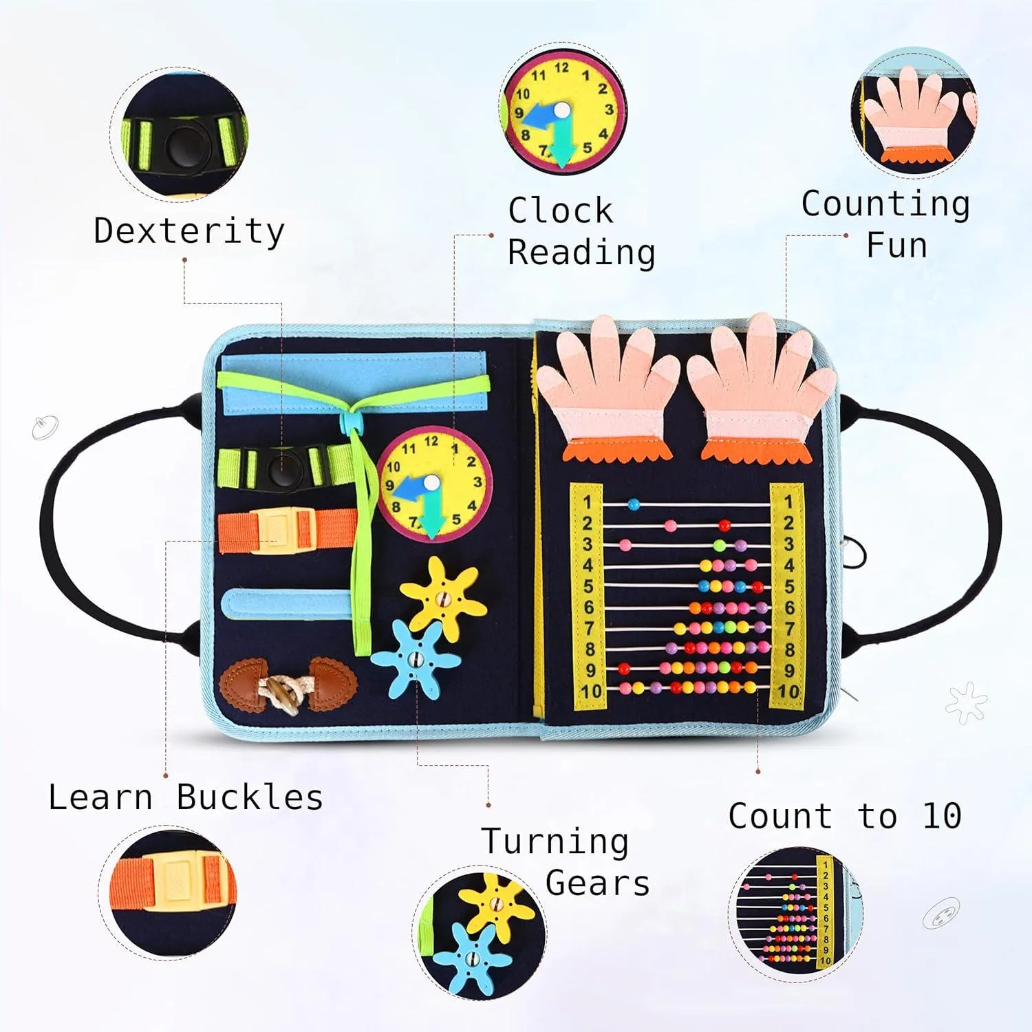 Felt Montessori Busy Board: Fine Motor Skill Sensory Toy