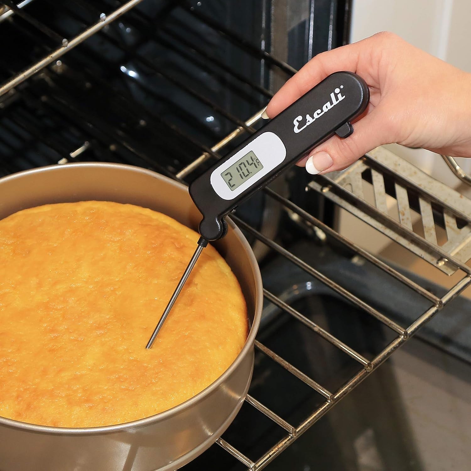 DH3 Folding Digital Kitchen Thermometer, Stainless Steel Folding Probe Black, Universal