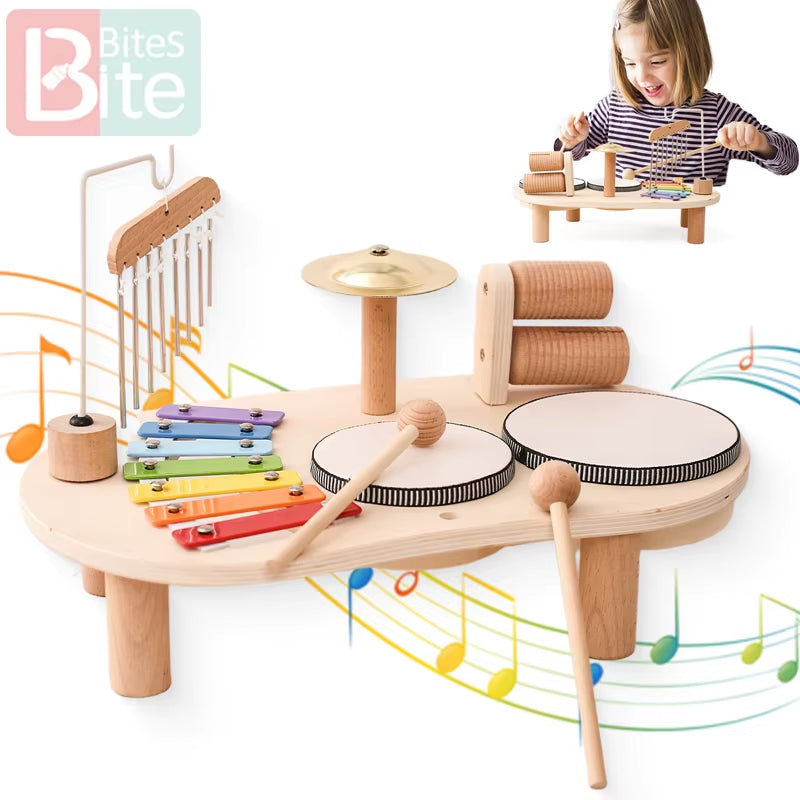 Baby Educational Toys Wooden Aeolian Bells Montessori Children'S Musical Toys Xylophone Newborn Birthday Gifts Music Table Toys