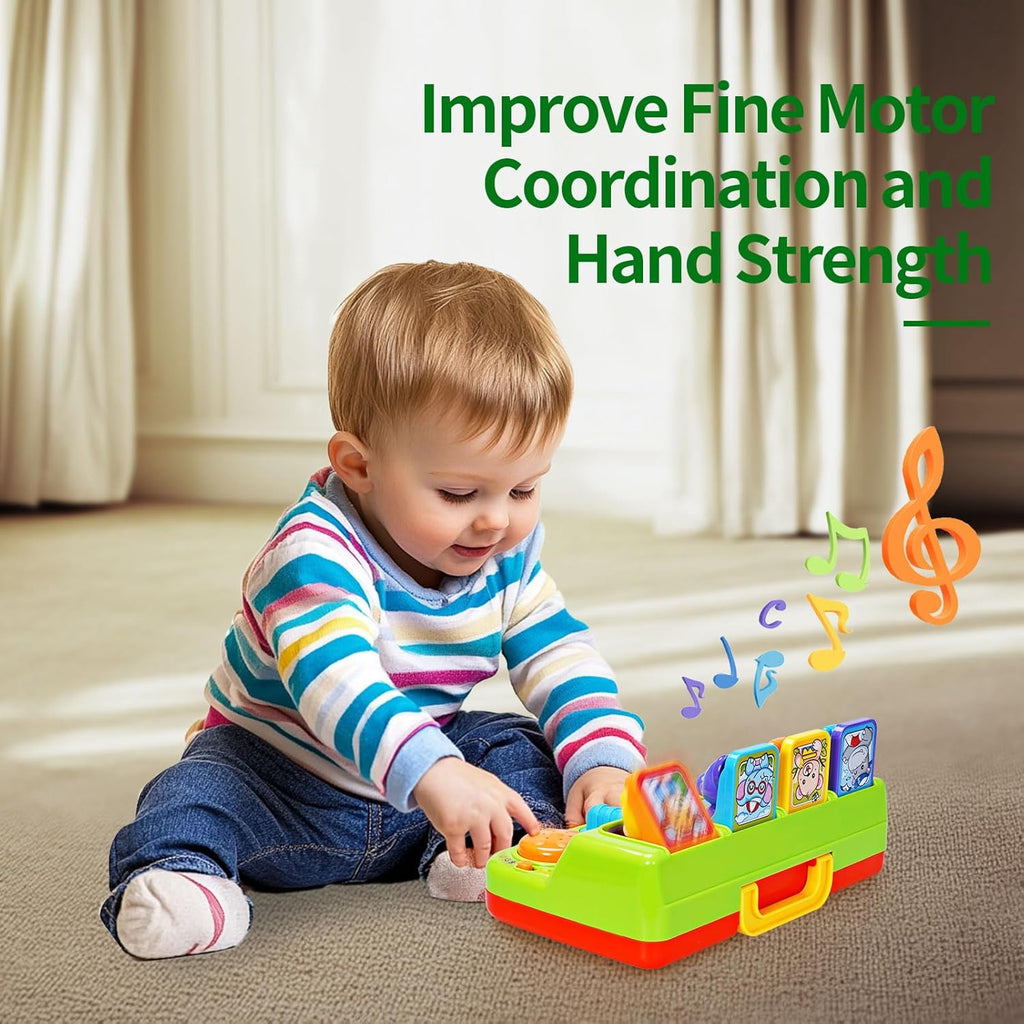 Baby Pop up Toy with Light and Music, Montessori Cause and Effect Toy for Infant Baby Toddler 12-18 Months First 1St Birthday Gifts for Girls Boys